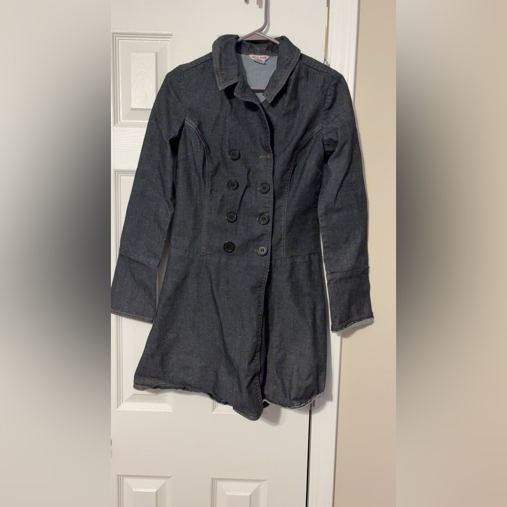 Guess Charcoal Double-Breasted Jean Jacket